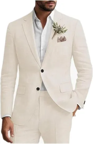 Linen Mens Suits Summer Beach Wedding Mens Tuxedo Grooms