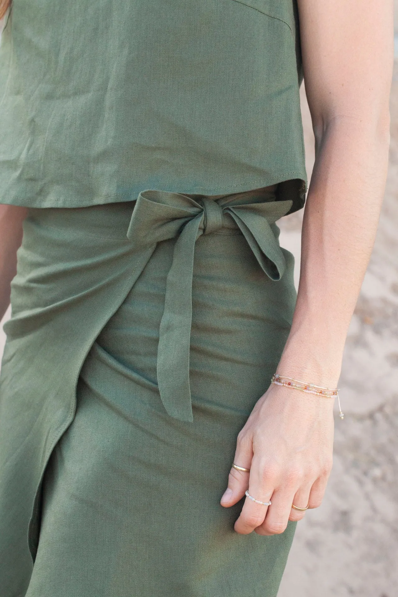 linen skirt - ELLA - olive