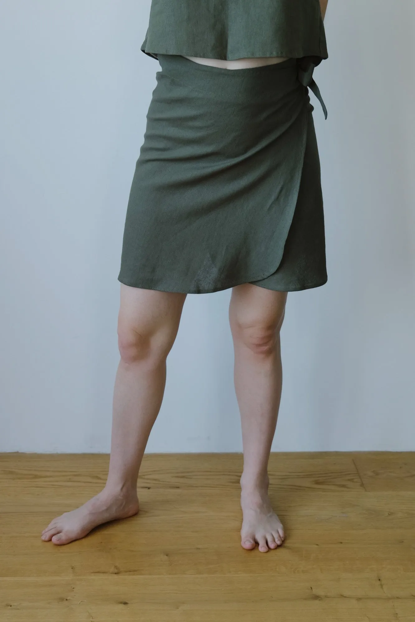 linen skirt - ELLA - olive