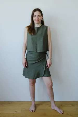 linen skirt - ELLA - olive