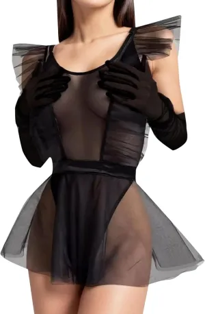 Lingerie for Women Mesh Dress Skirt Gloves Sexy Underwear Three Piece Set