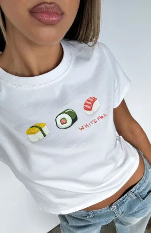 Little Bit Of That Relaxed Baby Tee White Summer Dress Reflective accents