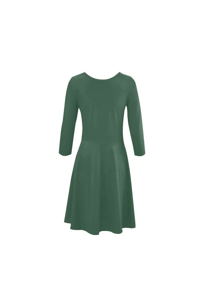 Lively Green 3/4 Sleeve Swing/Sundress