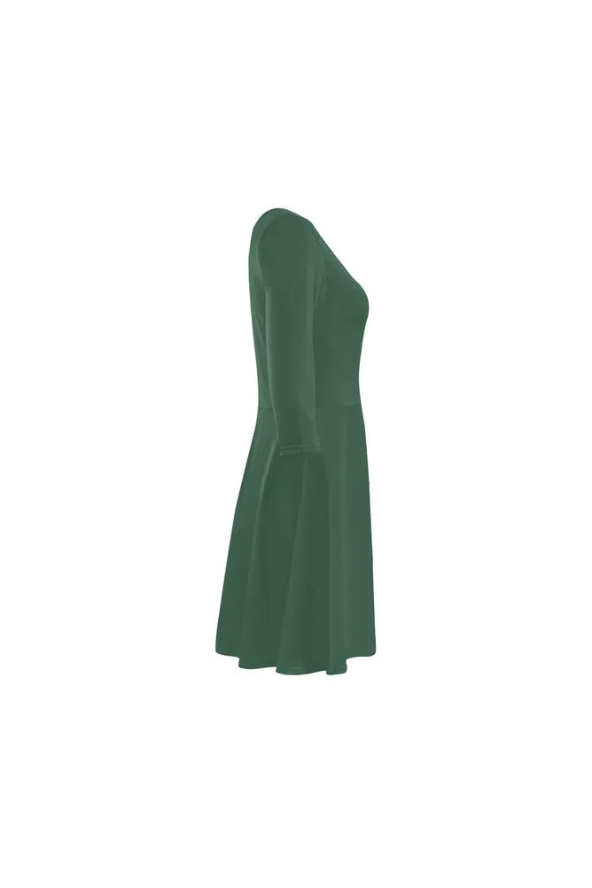 Lively Green 3/4 Sleeve Swing/Sundress