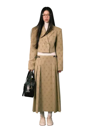 LLDC Allover Logo Cropped Blazer & Pleated Maxi Skirt