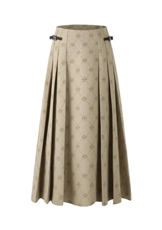 LLDC Allover Logo Cropped Blazer & Pleated Maxi Skirt
