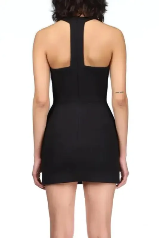 Lock n Key Rhinestone Halter Neck Mini Dress