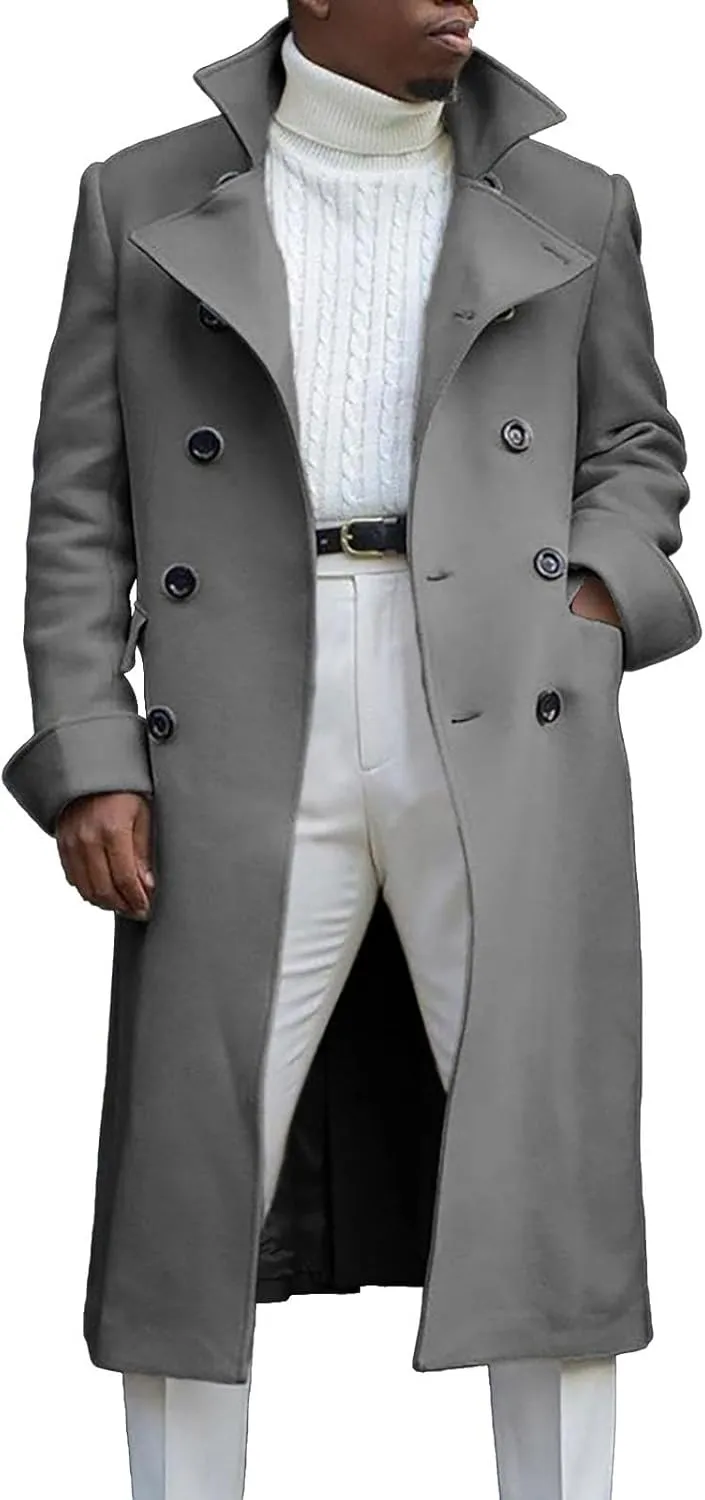 Long Coat Men Coat Autumn British Woolen Double Breasted Extended Coat Men'S Wool Jackets Coats Trench Coat Mens