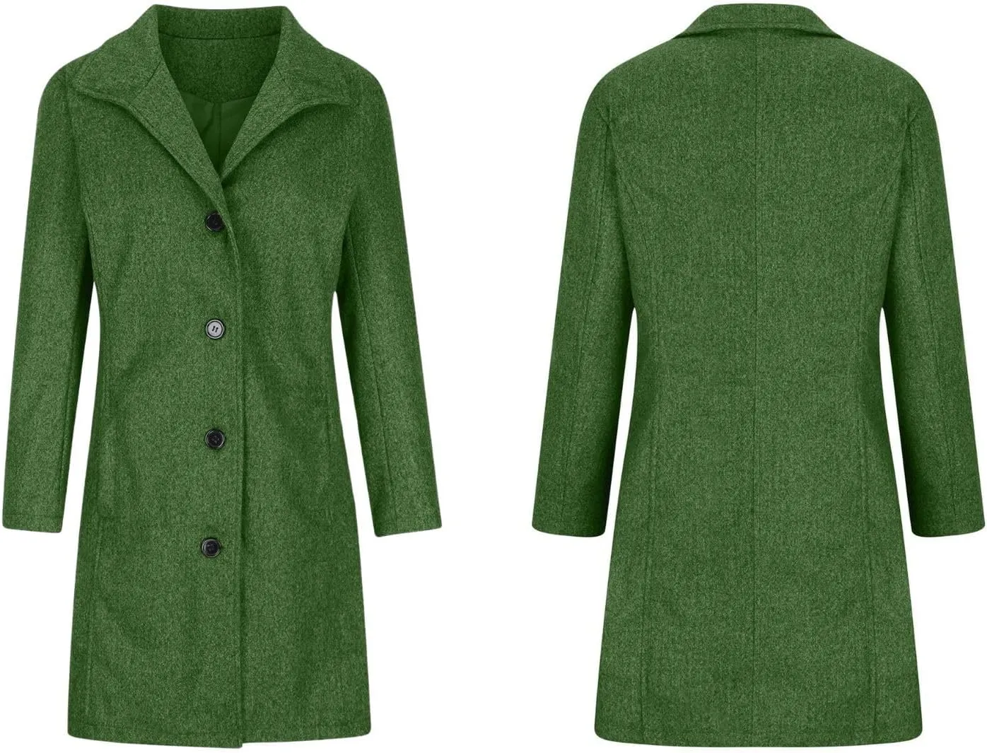 Long Pea Coats for Women 2024 Fall Winter Stand Collar Single Breasted Wool Blend Trench Coat Casual Blazer Jacket