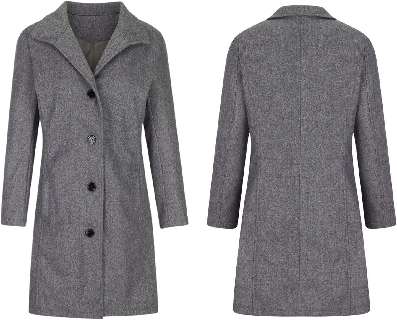 Long Pea Coats for Women 2024 Fall Winter Stand Collar Single Breasted Wool Blend Trench Coat Casual Blazer Jacket