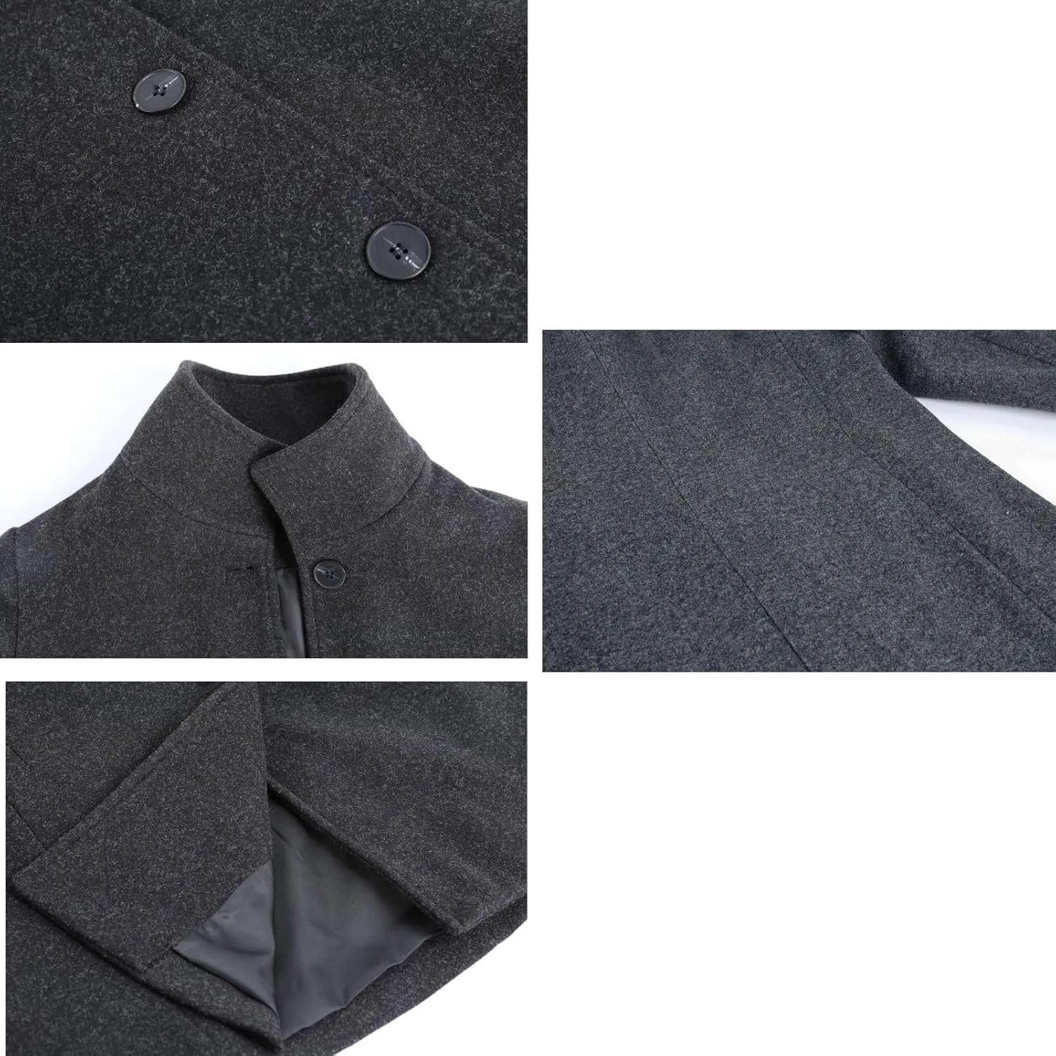 Long Pea Coats for Women 2024 Fall Winter Stand Collar Single Breasted Wool Blend Trench Coat Casual Blazer Jacket