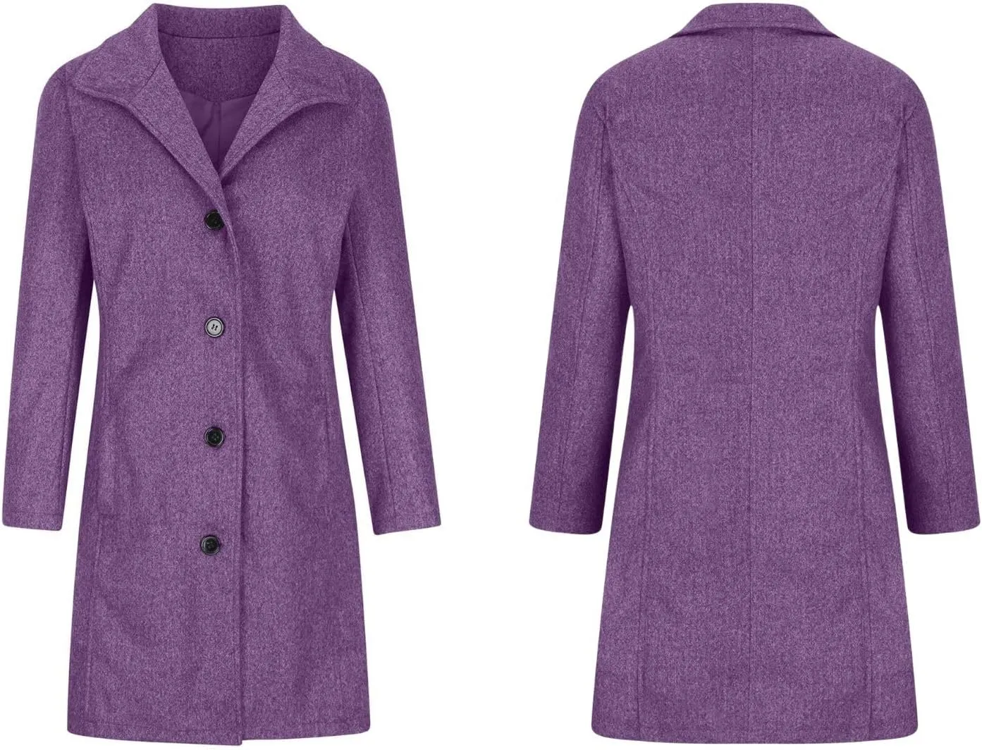 Long Pea Coats for Women 2024 Fall Winter Stand Collar Single Breasted Wool Blend Trench Coat Casual Blazer Jacket