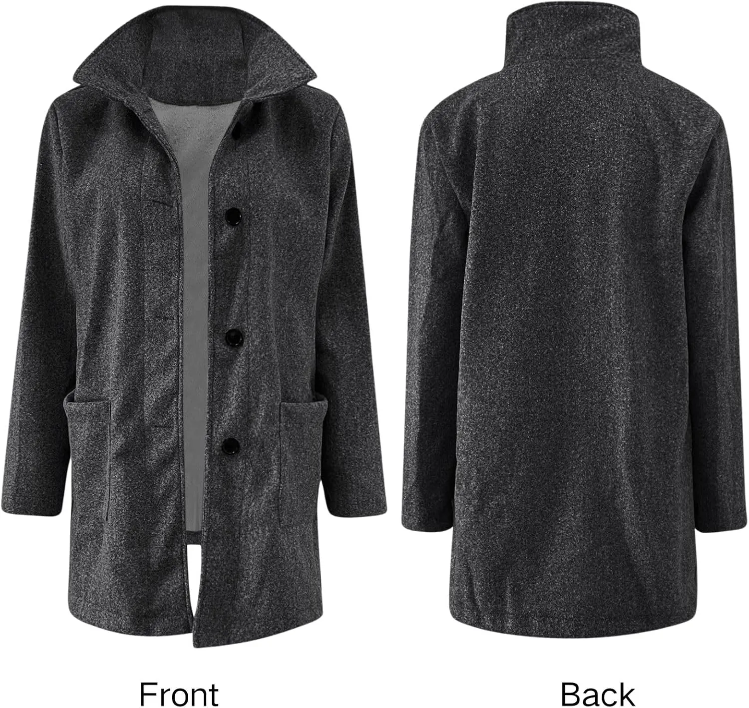 Long Pea Coats for Women 2024 Fall Winter Stand Collar Single Breasted Wool Blend Trench Coat Casual Blazer Jacket