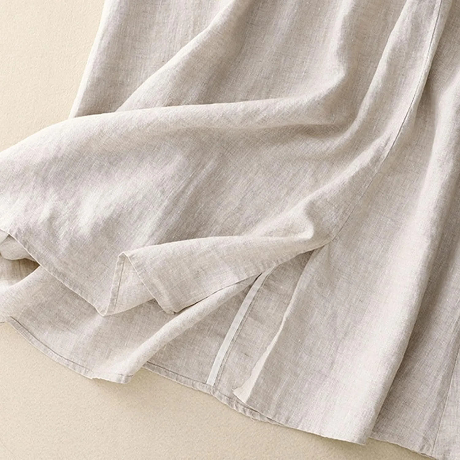 Long Skirts for Women Summer Casual Embroidered Floral Cotton Linen Skirt Dress Loose Fit Elastic Waist Maxi Skirts