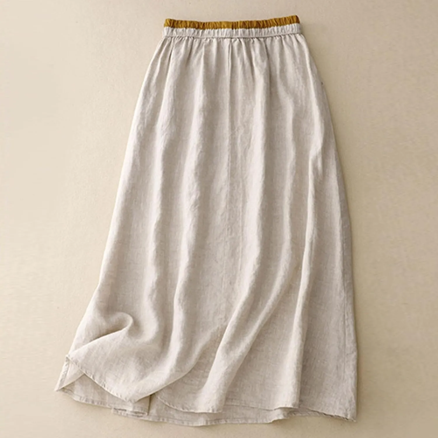 Long Skirts for Women Summer Casual Embroidered Floral Cotton Linen Skirt Dress Loose Fit Elastic Waist Maxi Skirts