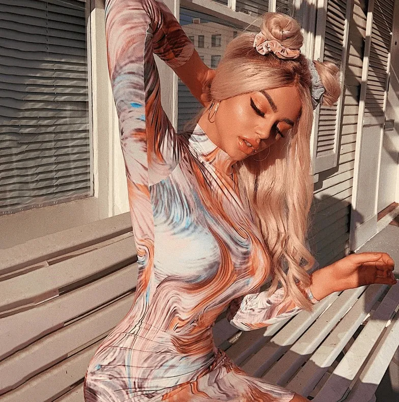 Long Sleeve Tie Dye Mini Dress