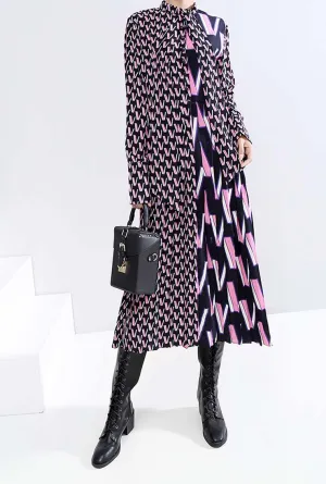 Long Sleeves Bow Tie Loose-Fit Maxi Dress
