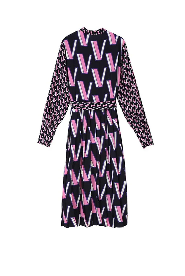 Long Sleeves Bow Tie Loose-Fit Maxi Dress