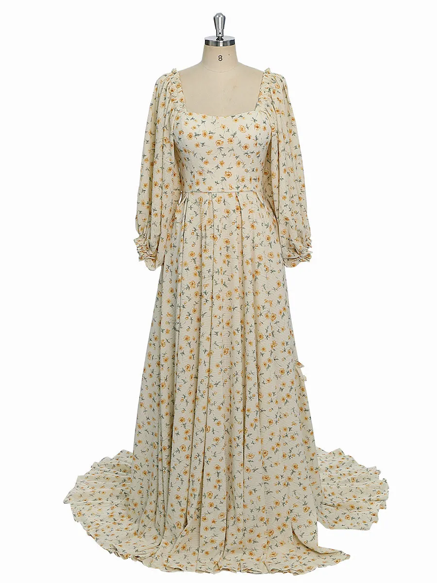Long Sleeves Elastic Back Waist Woman Maxi Dress Photoshoot Dresses for Ladies YW231072