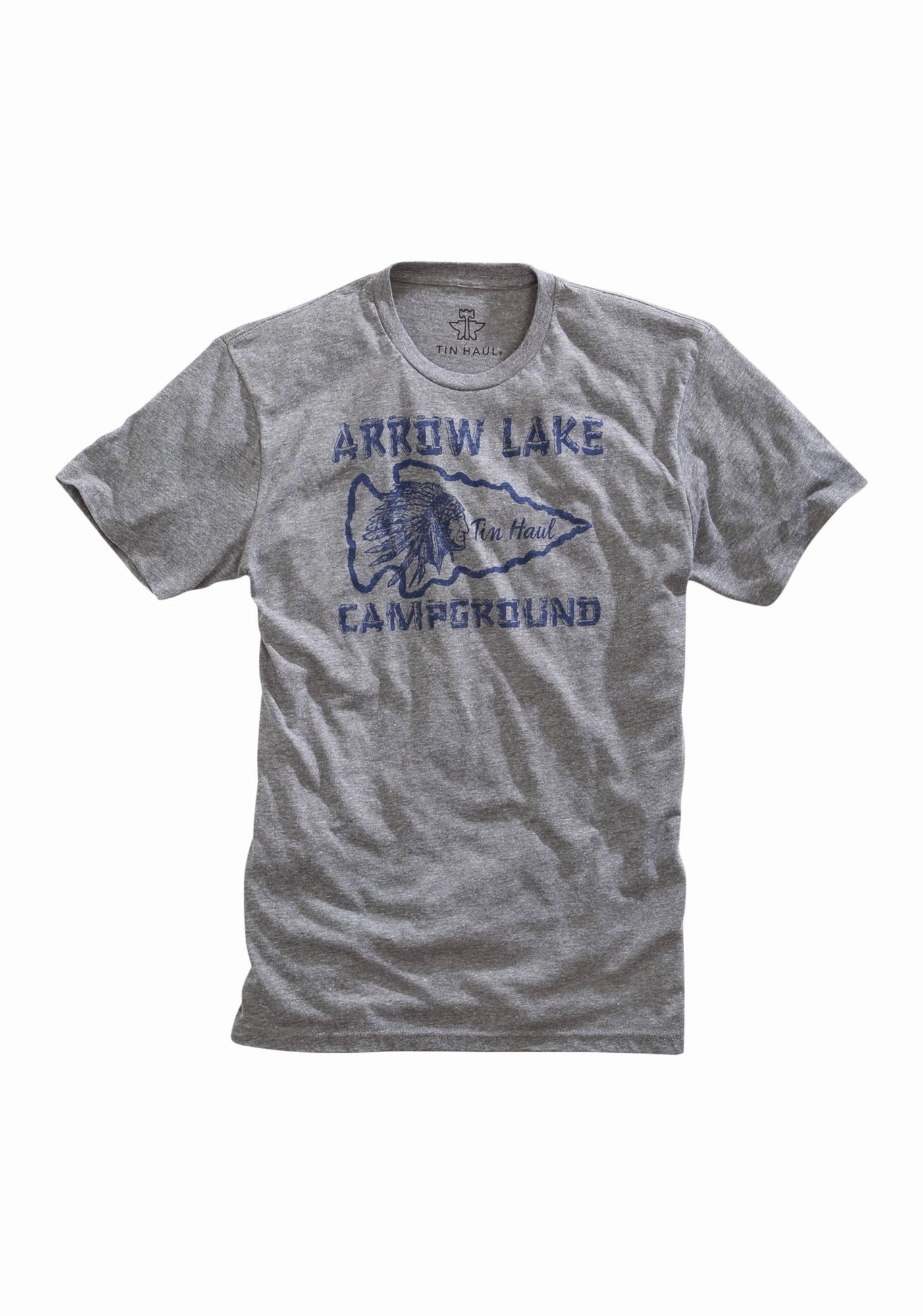 Geometric Pattern timeless Tin Haul Unisex Arrow Lake Campground Grey Poly/Cotton S/S T-Shirt