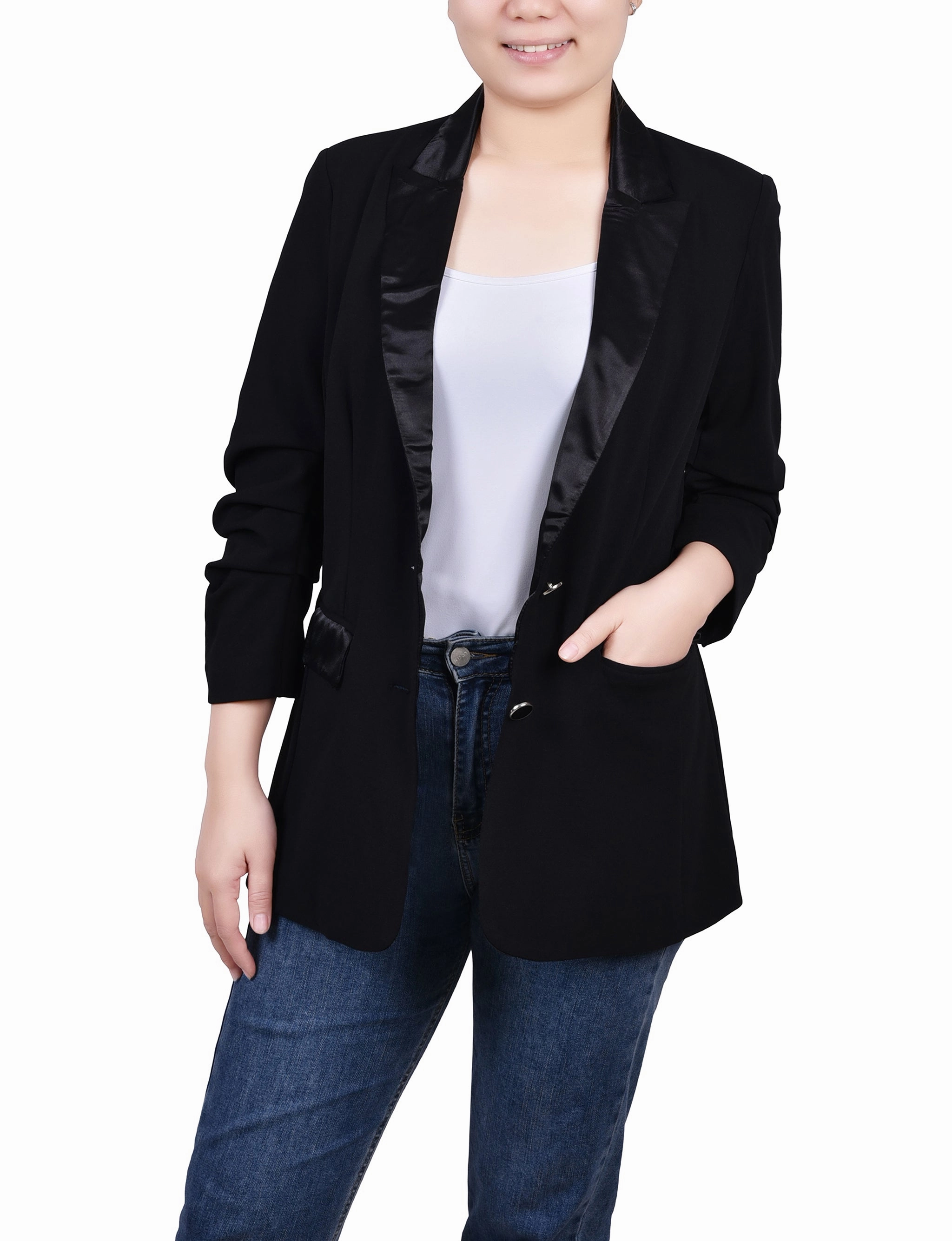 Long Sleeve Satin Lapel Jacket Cold Weather