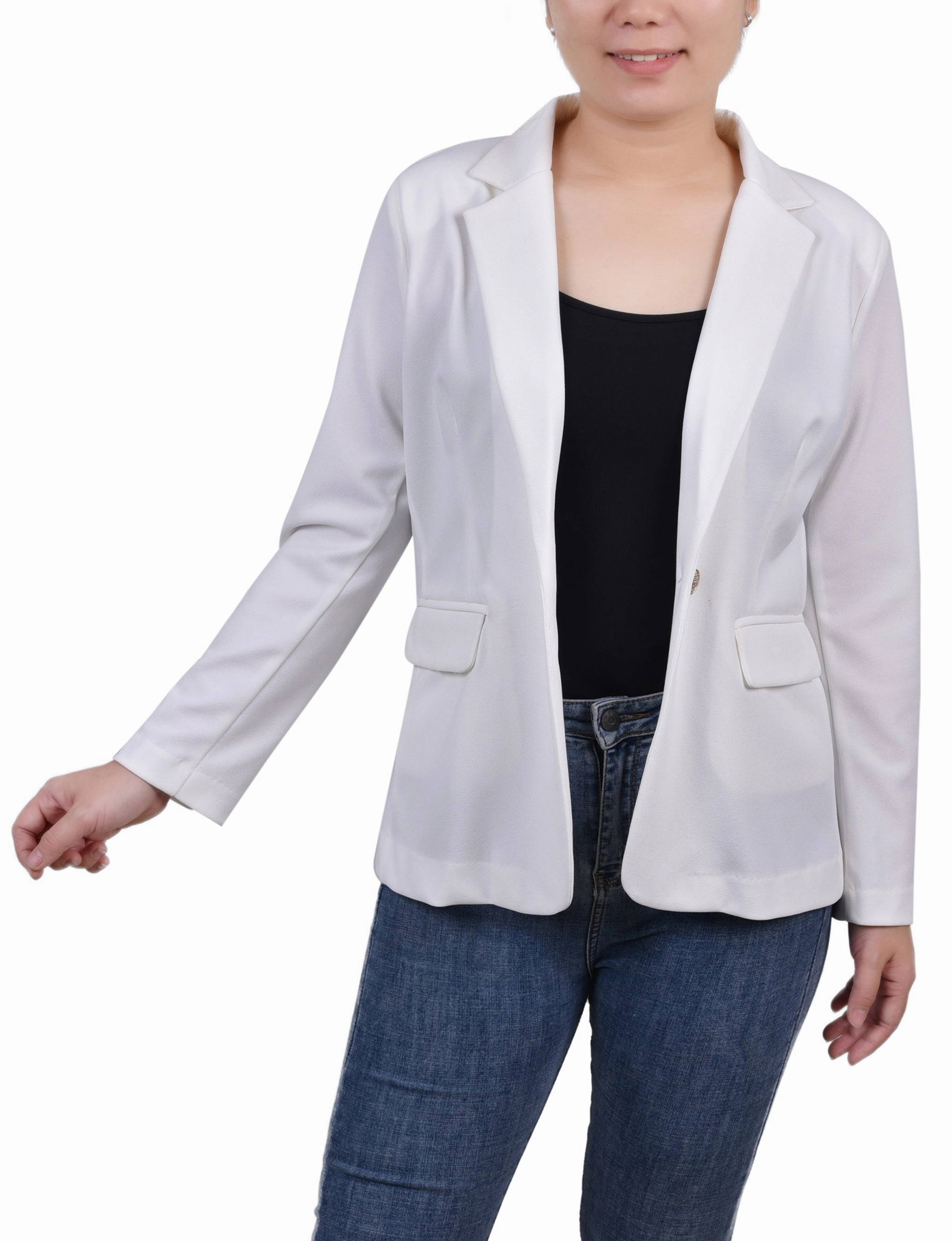 DoubleLayeredFabric Long Sleeve Scuba Crepe Jacket