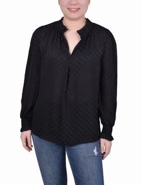 Long Sleeve Smocked Cuff Blouse Active Design