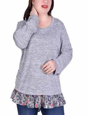 Long Sleeve Tunic Top With Ruffled Hem MultiFunctional Pocket Placement Hidden Ventilation Zones