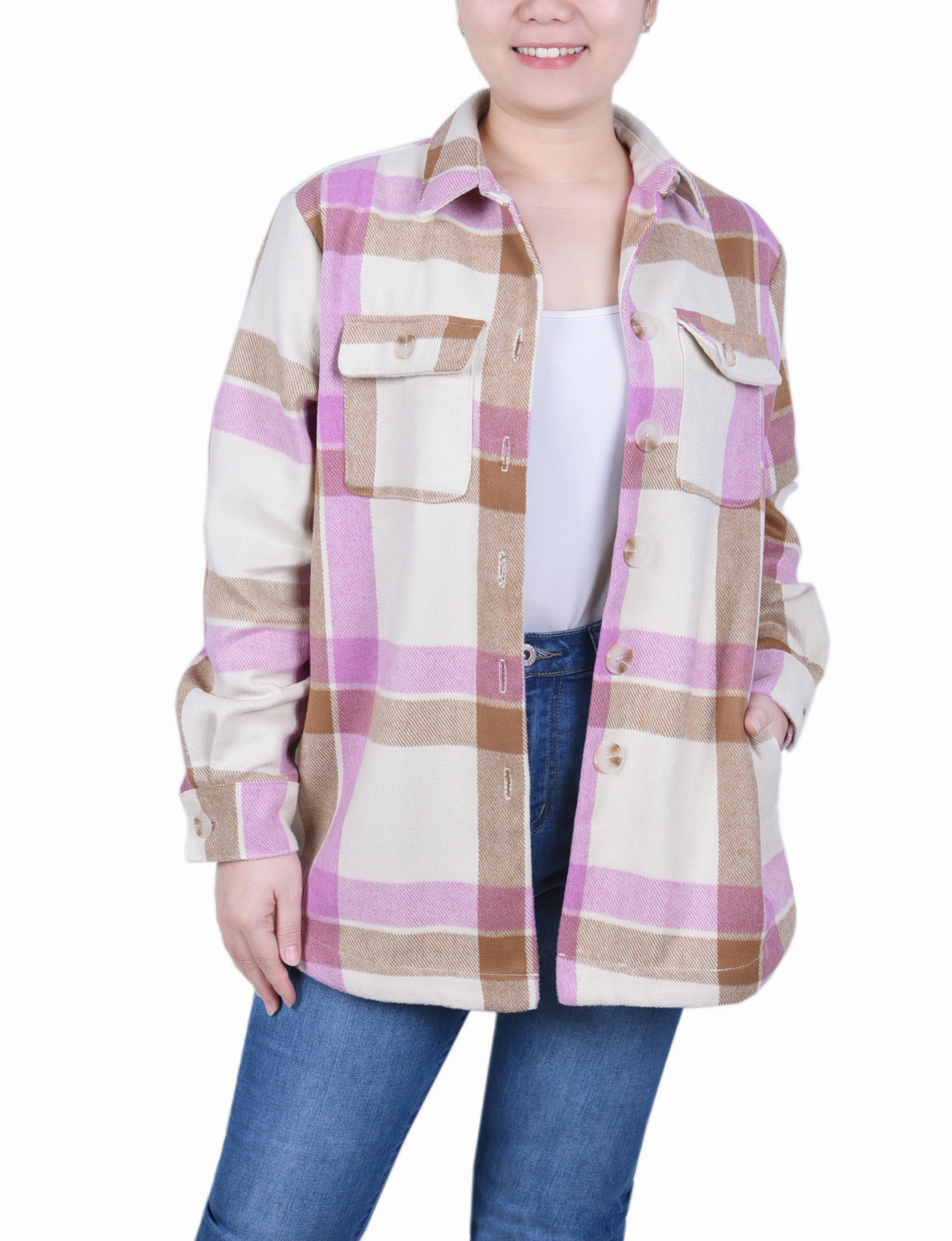 QuickDry Technology Airy Mesh Lining Long Sleeve Twill Shirtjacket