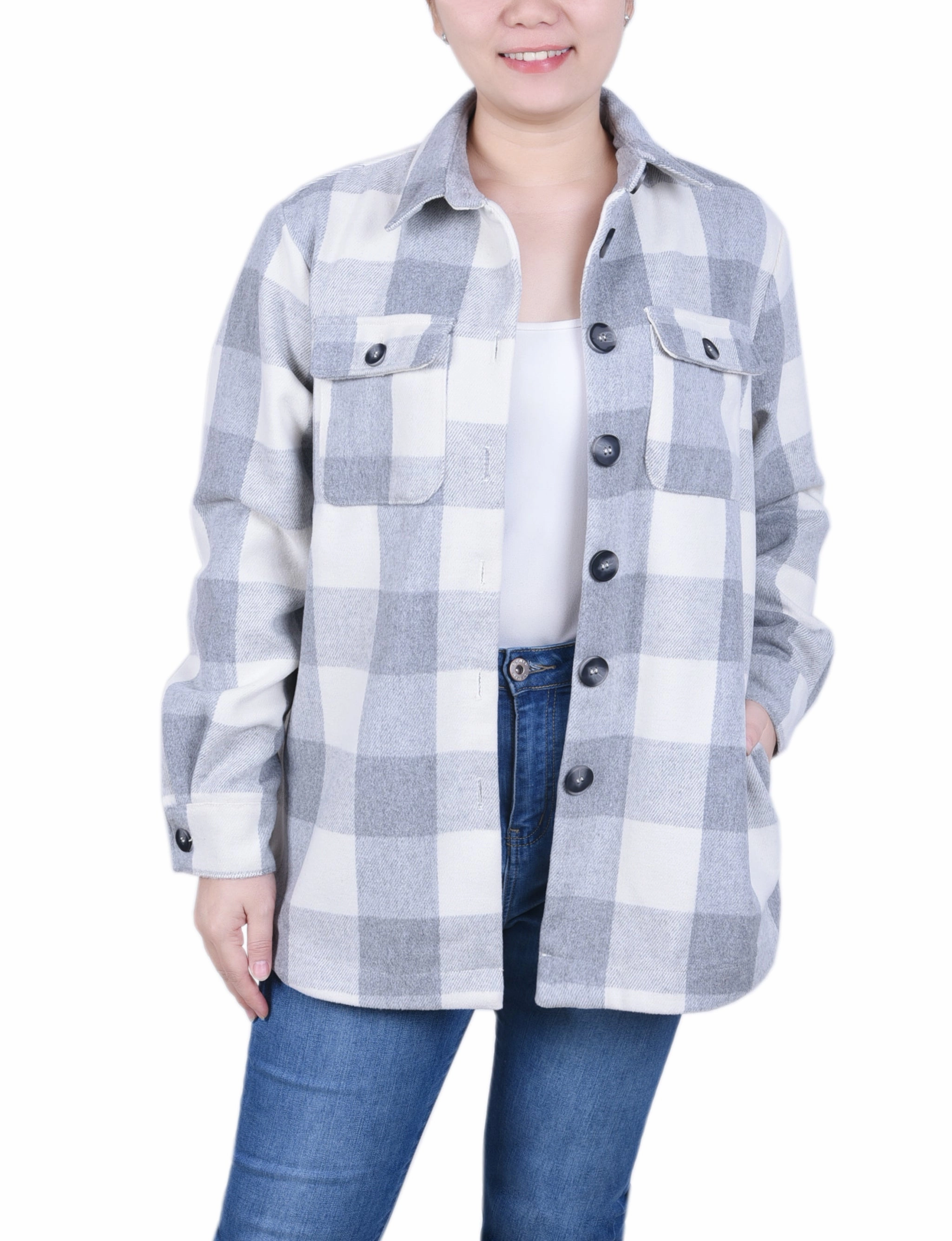 Long Sleeve Twill Shirtjacket Tactile Soft Texture