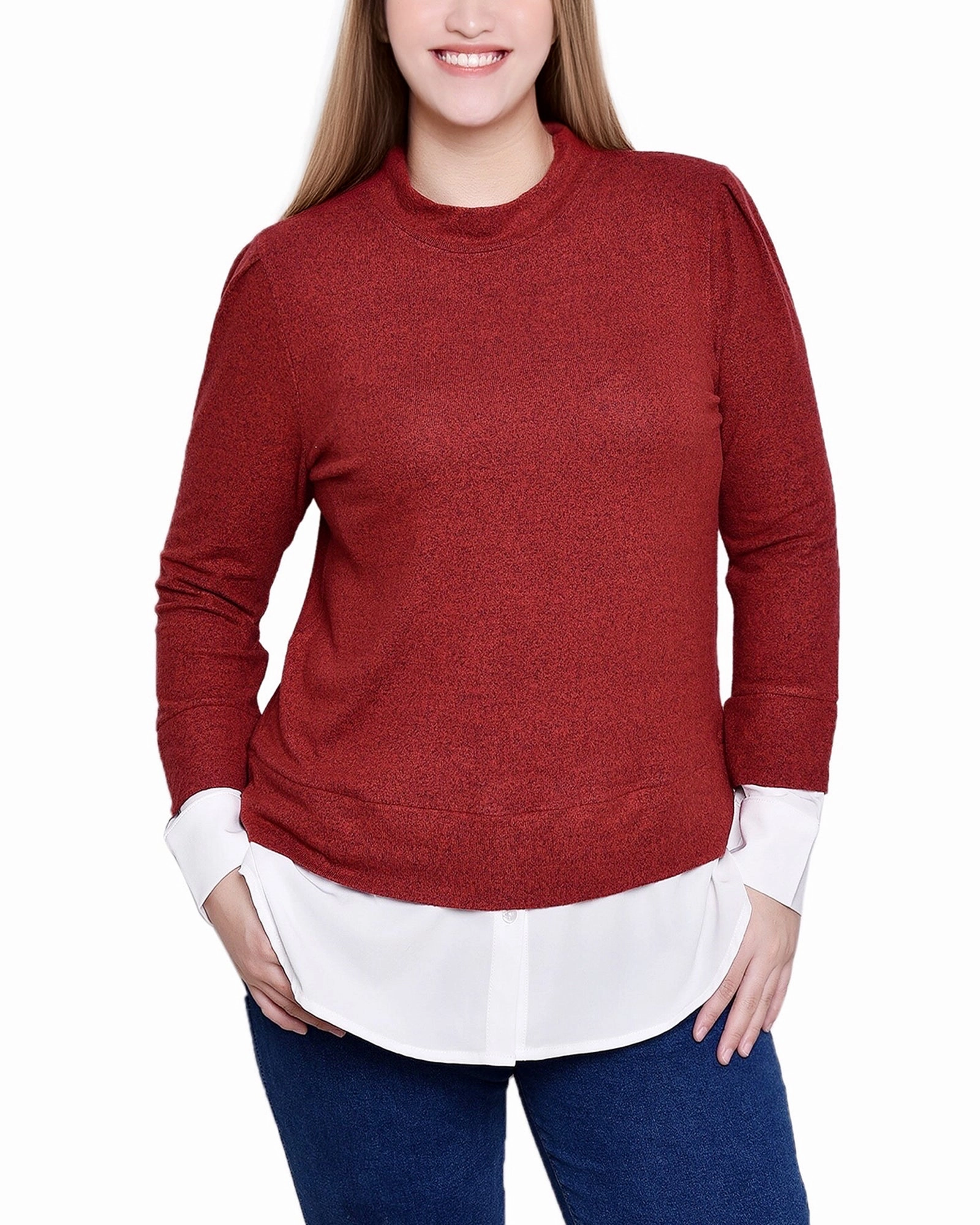 Long Sleeve Two-Fer Top Anti Bacterial Layer
