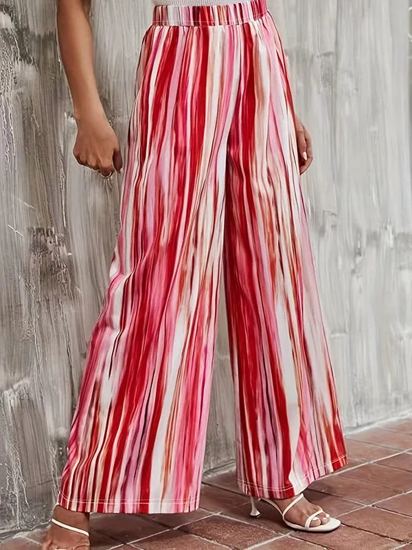 Loose Plus Size Elasticity Striped Pants Trousers