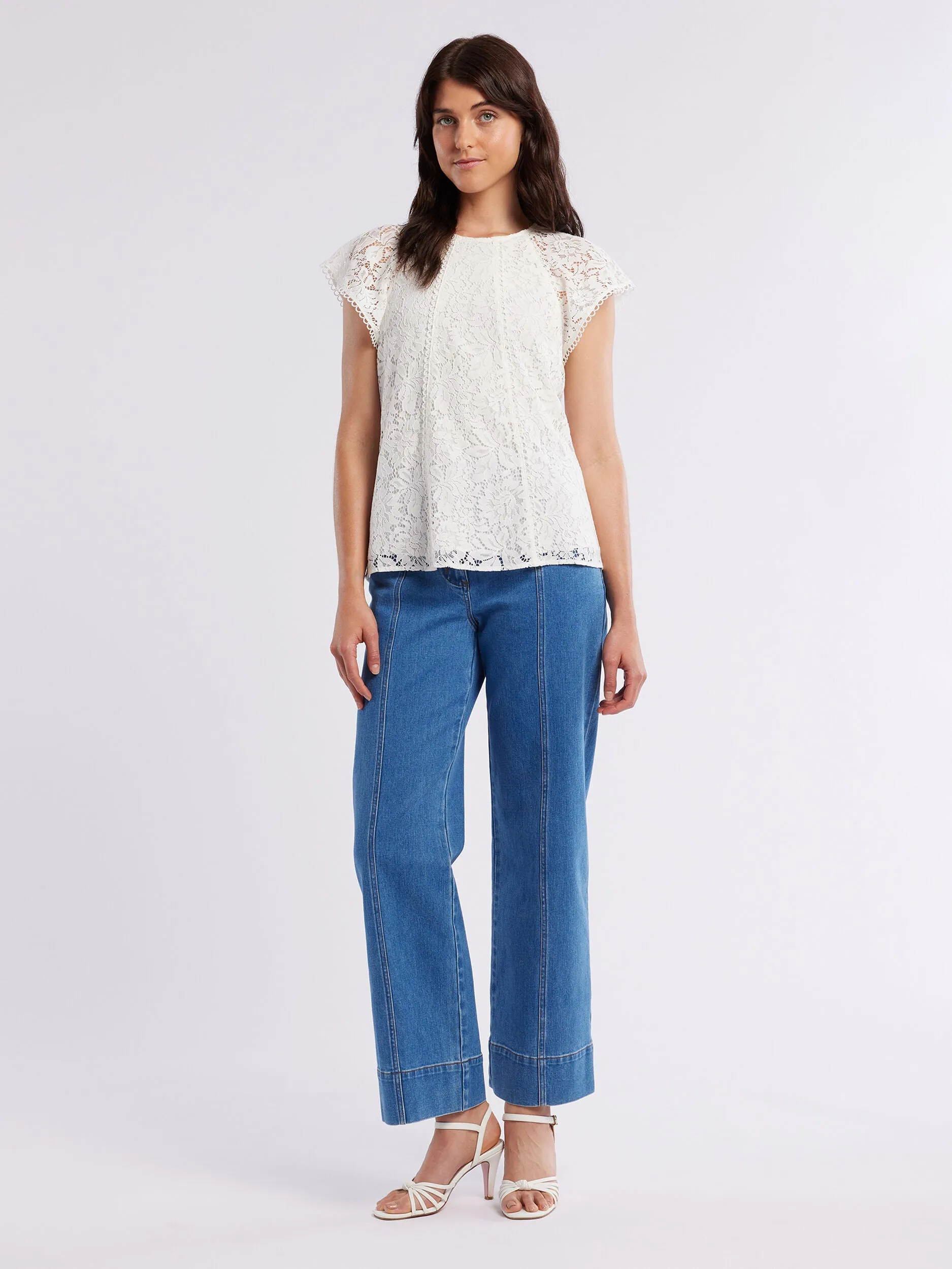 FrenchTerry Stain Repellent Coating Loren Lace Top