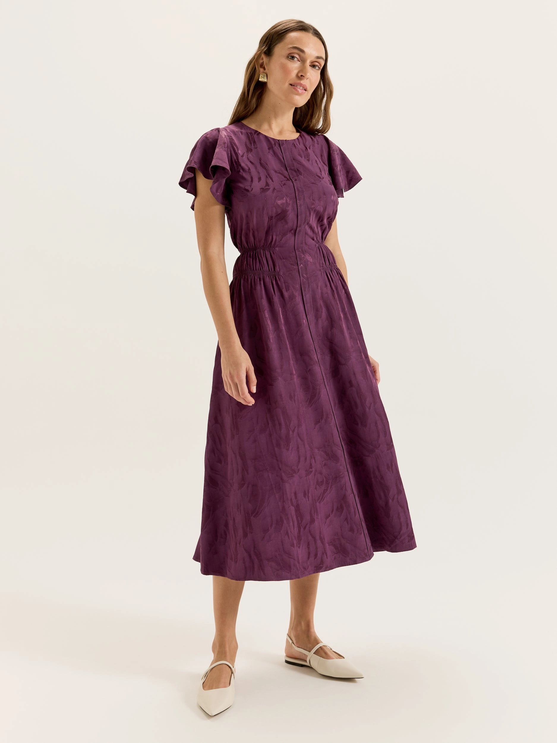 Lotus Midi Dress Off-Shoulder Minimal Core