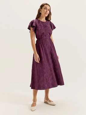 Lotus Midi Dress Off-Shoulder Minimal Core