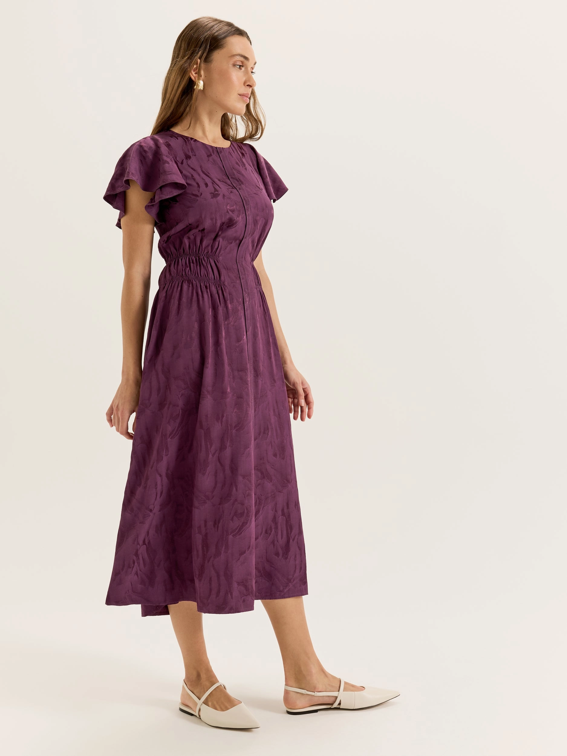 Wide Hemline Lotus Midi Dress