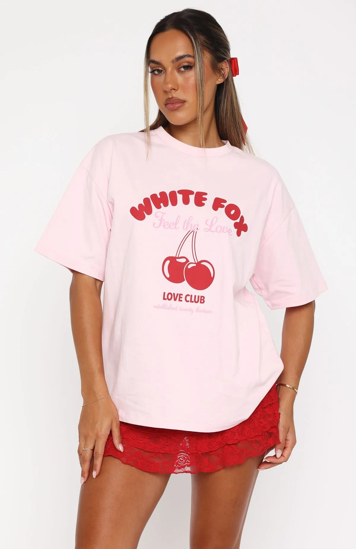 V-neck Blouse Love Me Tender Oversized Tee Pink