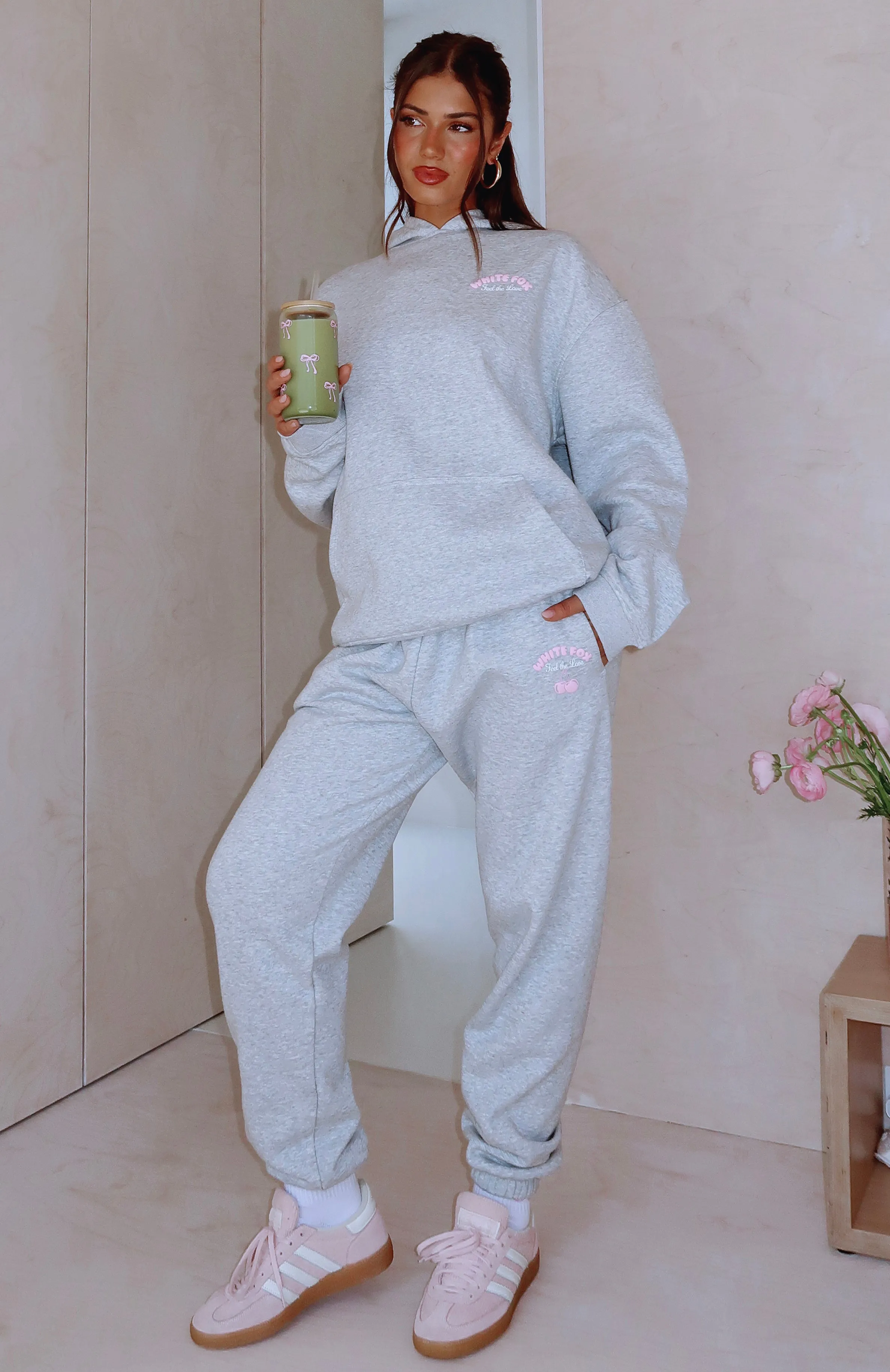 Hooded Neckline Option Love Me Tender Sweatpants Dark Grey Marle