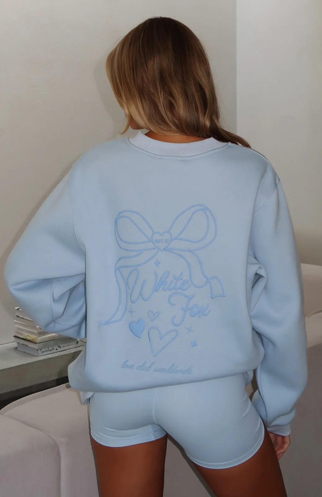 Love You Forever Oversized Sweater Baby Blue AntiSnag Surface Timeless Basic