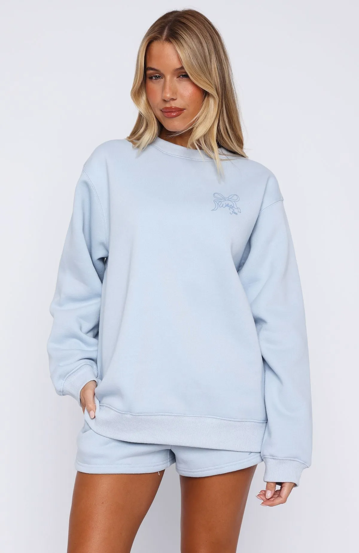 Seam Free Edges Clean Aesthetic Love You Forever Oversized Sweater Baby Blue