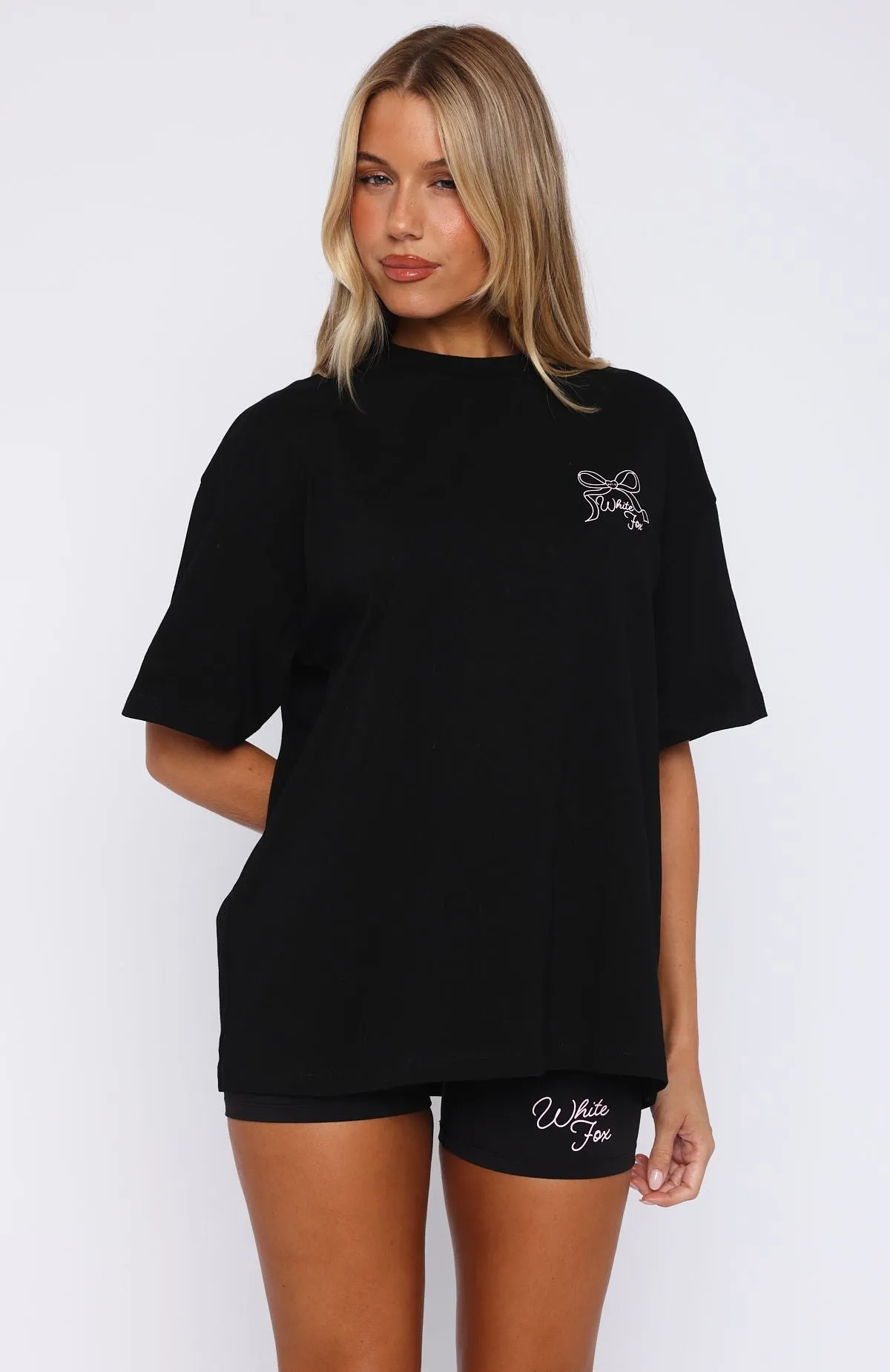 Love You Forever Oversized Tee Black Quick Dry Weaving Moisture Wicking Texture