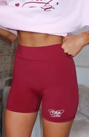 Love You Regardless Bike Shorts Burgundy Pure Detail Work Friendly
