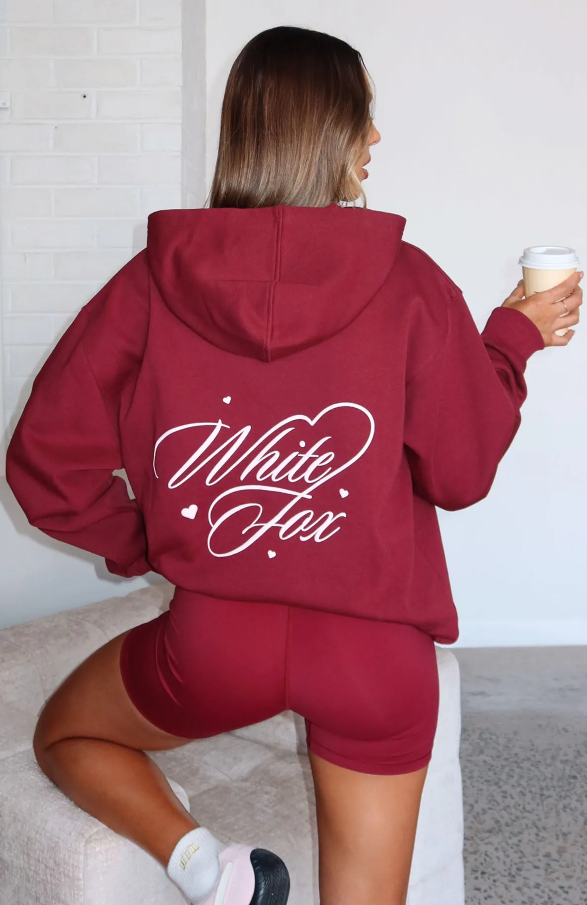 Love You Regardless Oversized Hoodie Burgundy Organic Cotton Yarn
