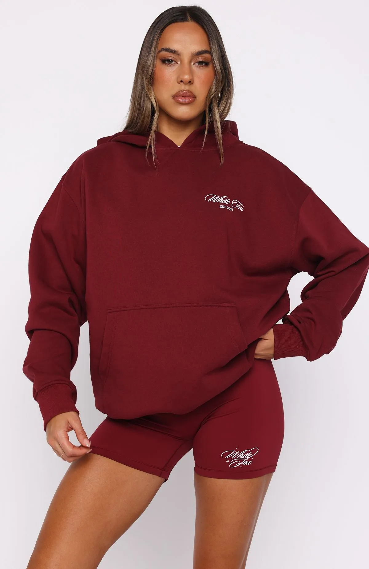 Subtle Detail Love You Regardless Oversized Hoodie Burgundy