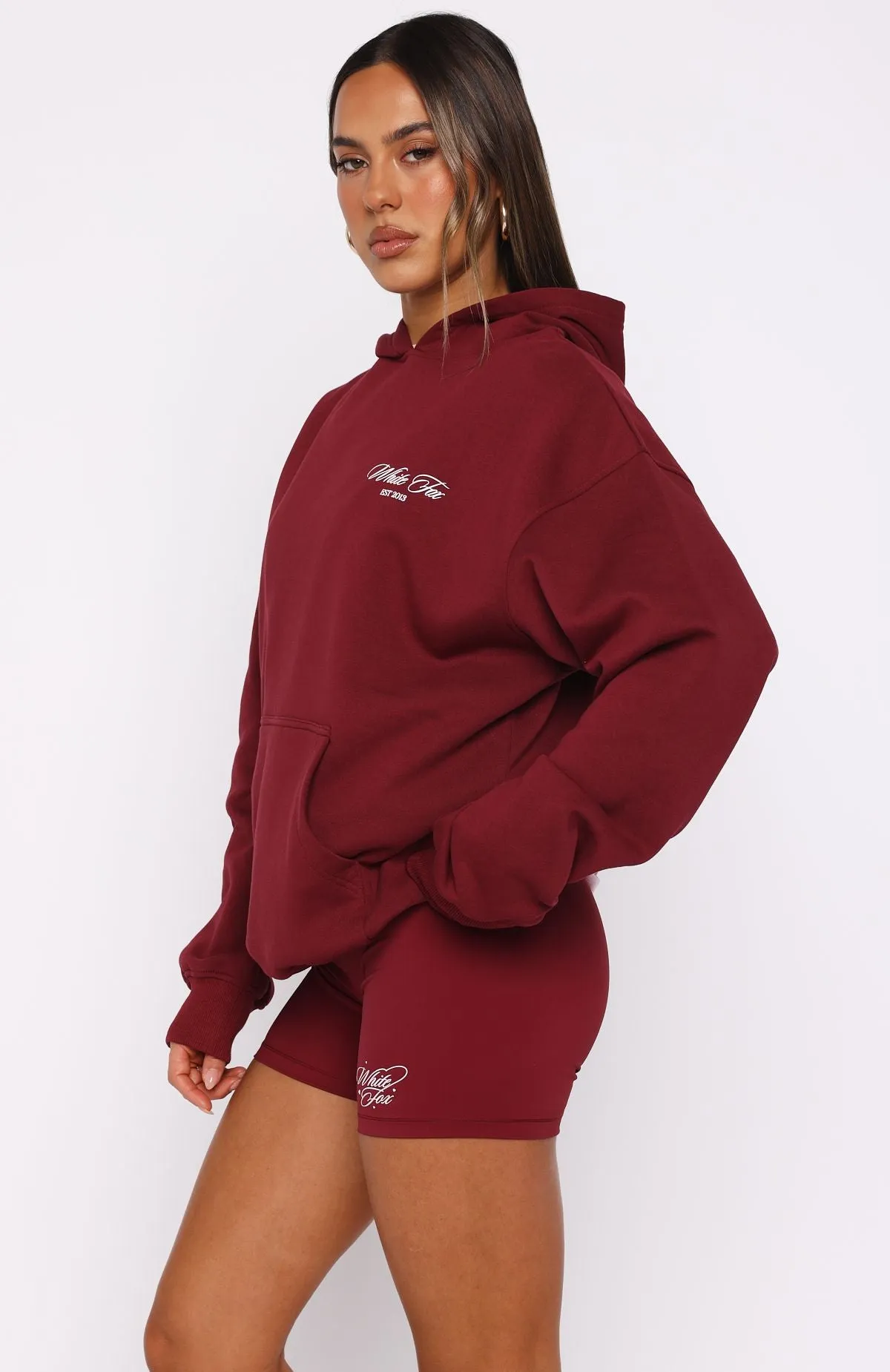 Minimal Comfort Lightweight Design Love You Regardless Oversized Hoodie Burgundy