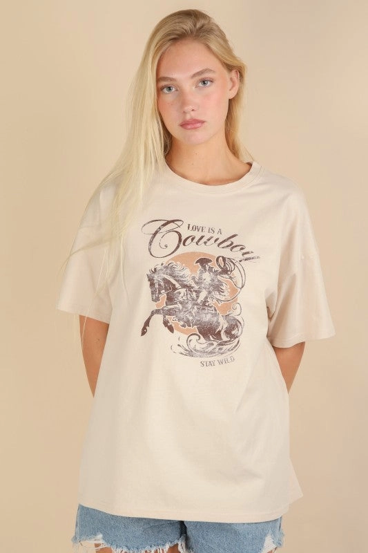 Love Is A Cowboy Graphic Top Sustainable Textile