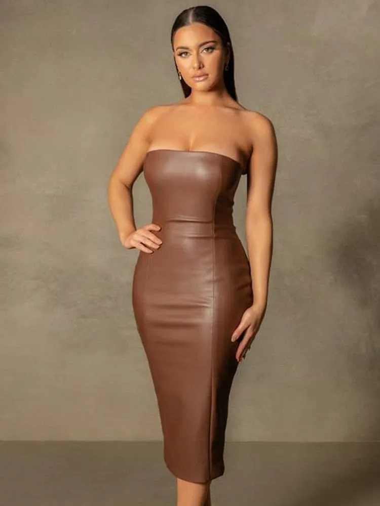 Lovely Leather Midi Dress