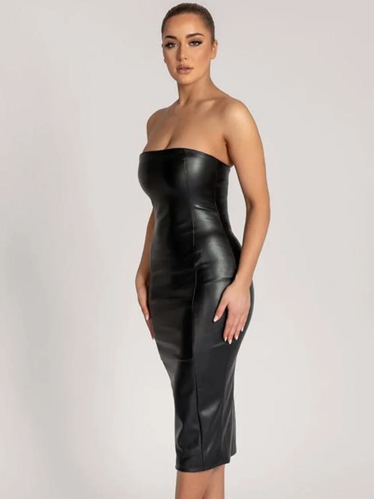 Lovely Leather Midi Dress