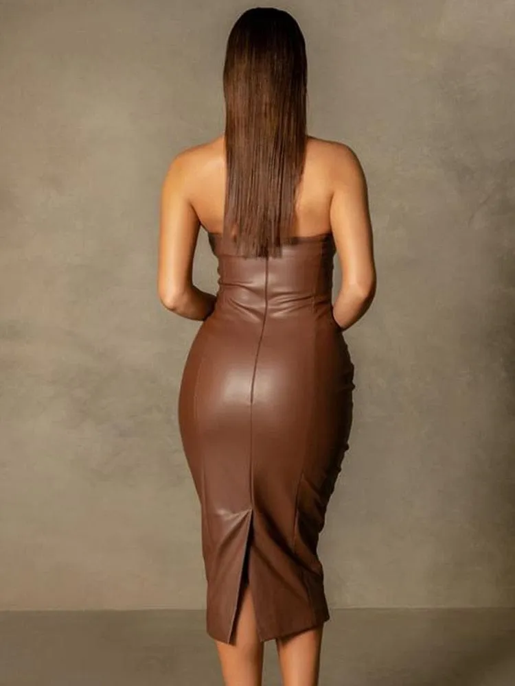 Lovely Leather Midi Dress