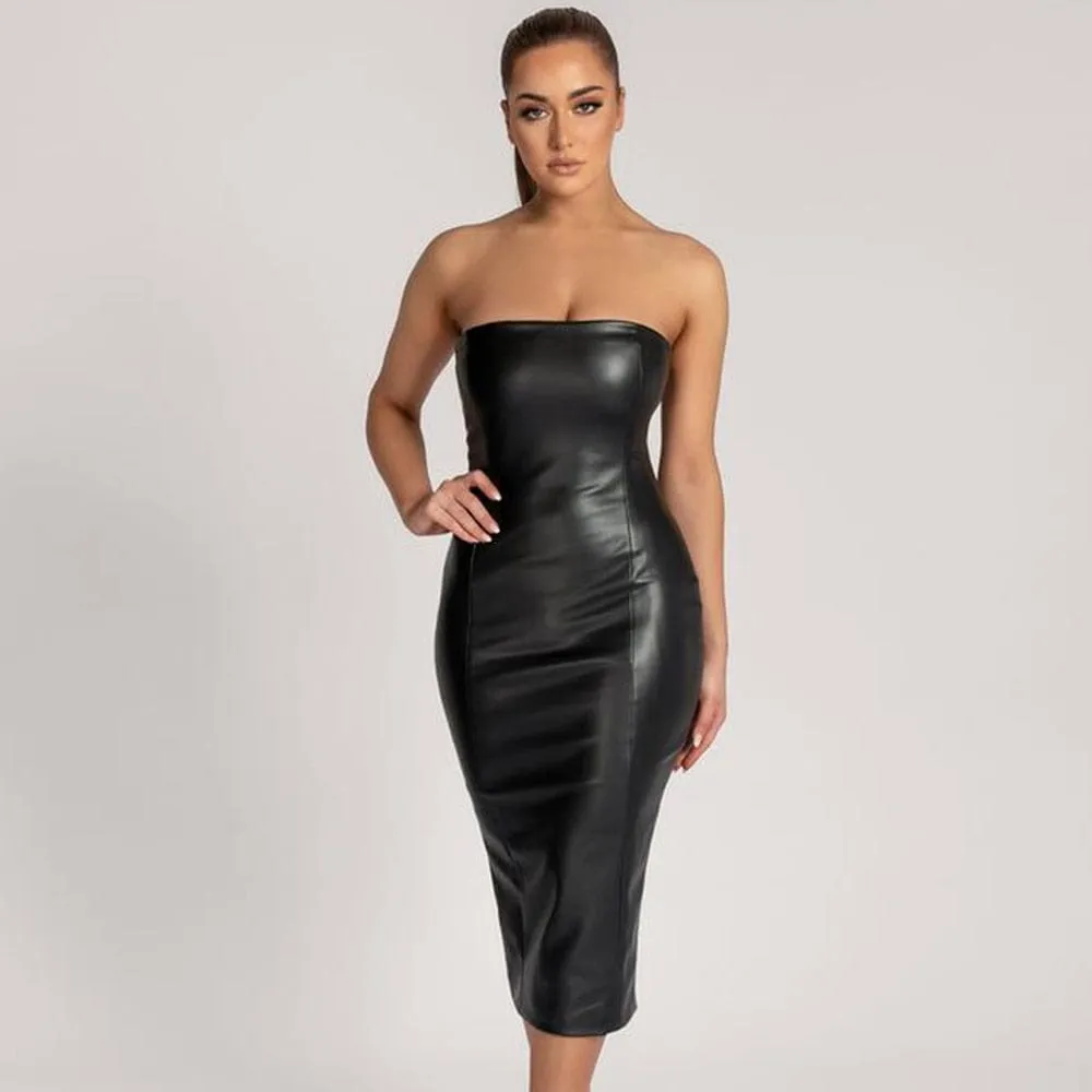 Lovely Leather Midi Dress